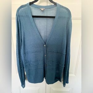 J. Jill Beachy Coastal Lightweight Linen Blend Cardigan Sweater